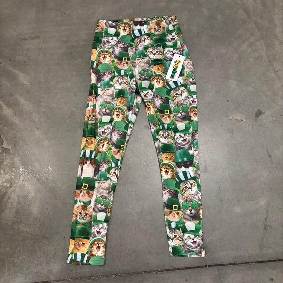 🍀😻Tipsy Elves Women's St. Patrick's Day Cat Leggings large - Picture 4 of 7
